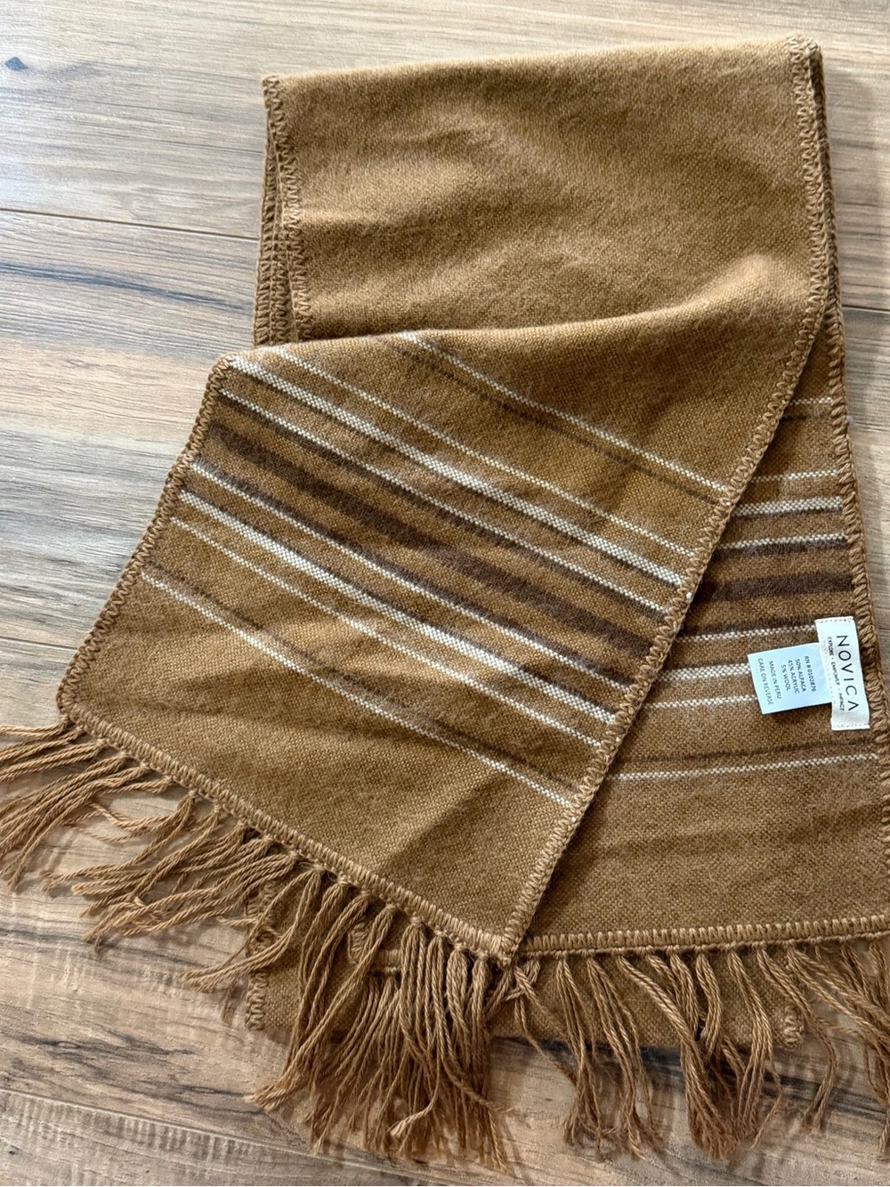 Novica alpaca wool tan scarf